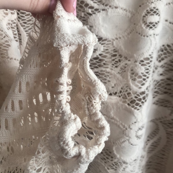 Misa Los Angeles Cream Lace Boho Pheasant Crochet Blouse - Picture 5 of 10